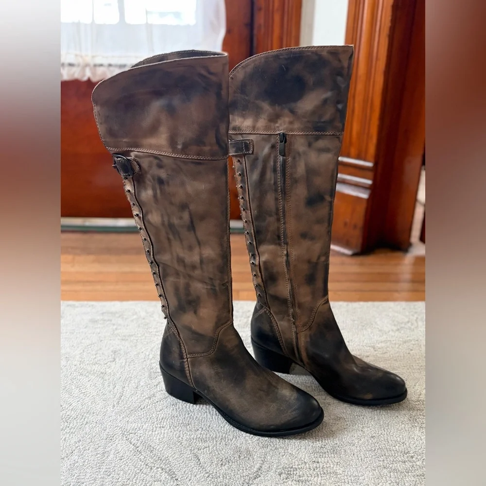 Vince Camuto NWOT Distressed Studded Leather Knee High Boots 11B